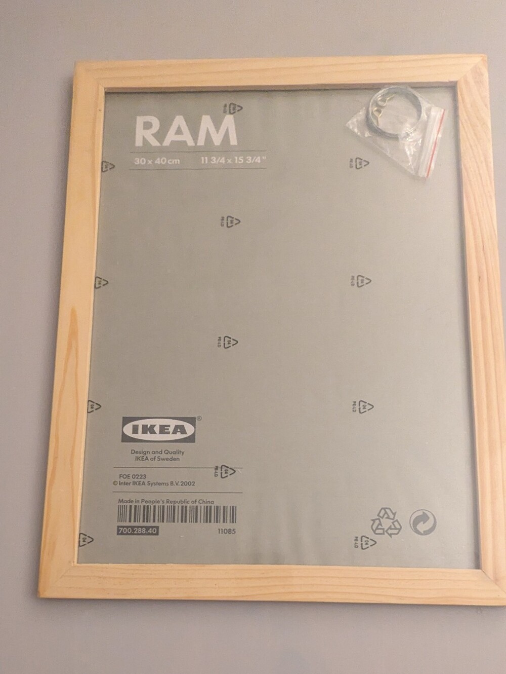 IKEA RAM Standard Wood Picture Photo Frame Ready to Stain. Sealed 11 3/4x15 3/4
